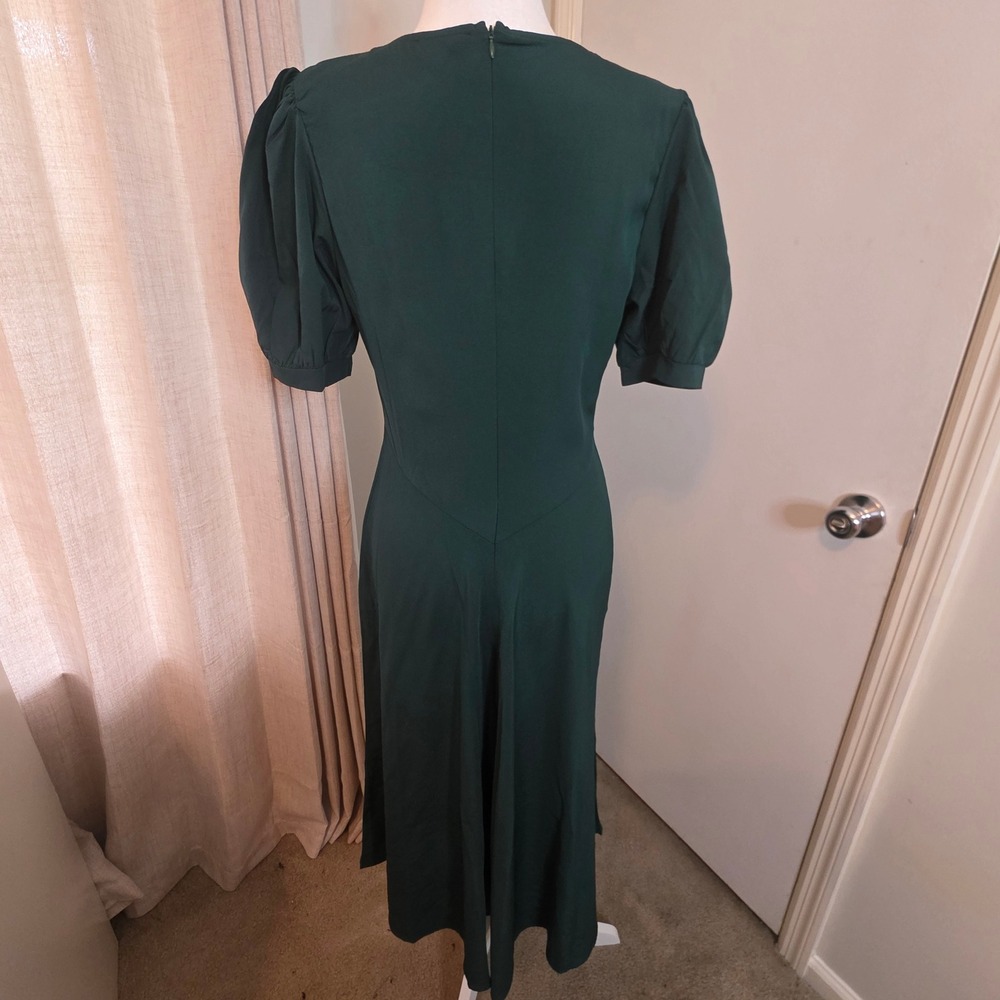 RIHOAS Dress NWT Satin Green Long Midi Sorority Wedding Autumn Homecoming Small - Picture 3 of 12